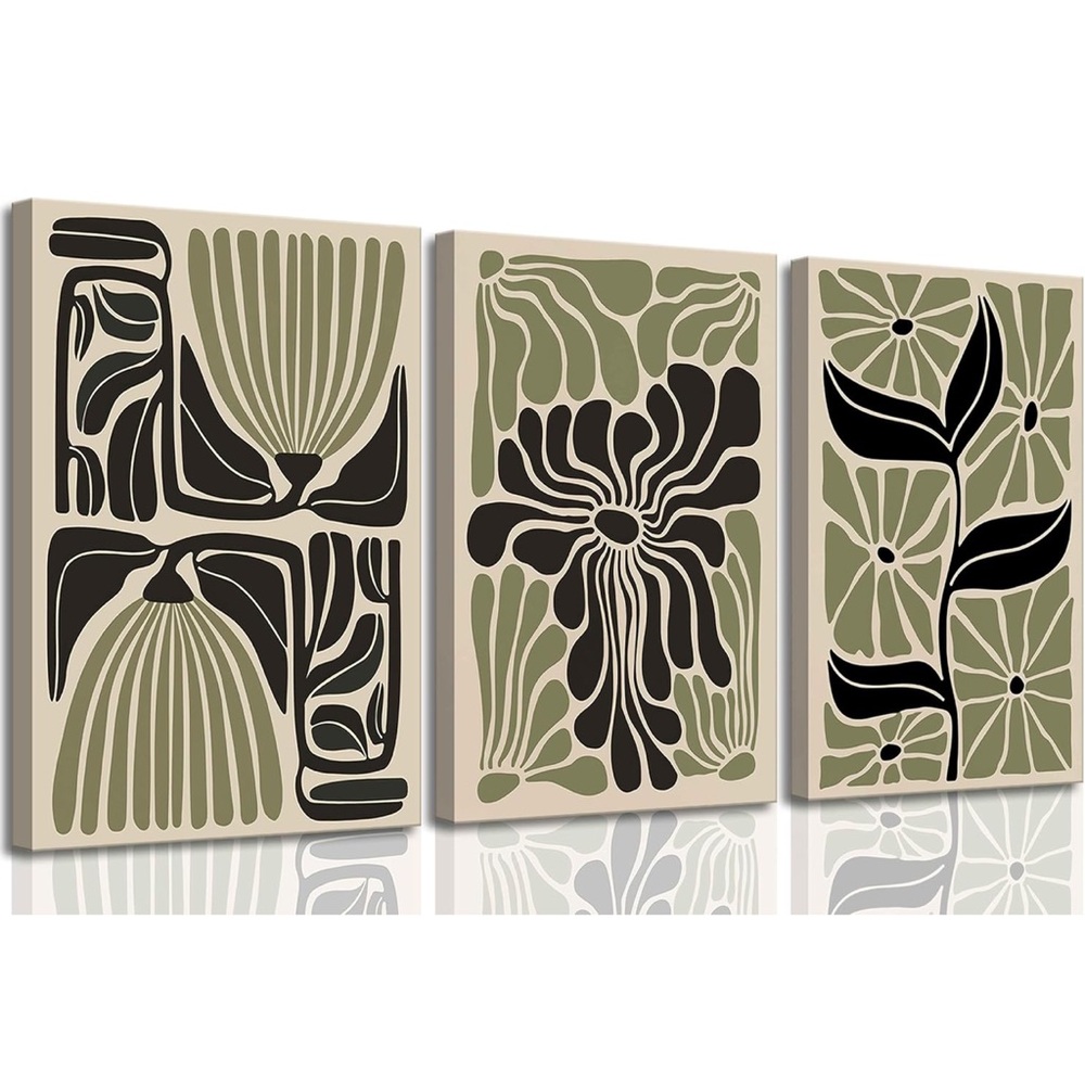 Boho Abstract Floral Wall art : 16x24" 3pcs set ready to hang
Canvas